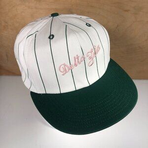 Vintage Delta Zeta Hat Cap Snapback Canvas USA Pink Green College Sorority